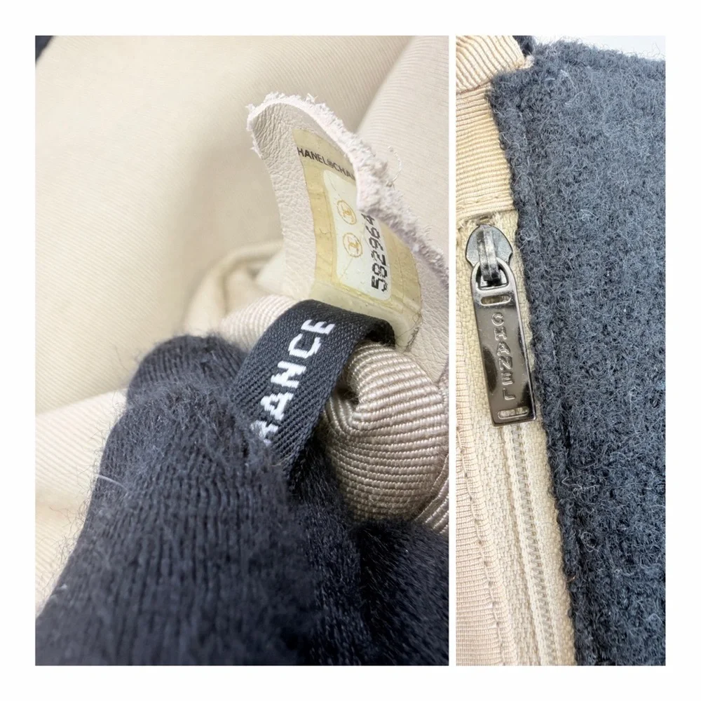 Chanel Wool Jumbo Chocolate Bar Mademoiselle Flap Black